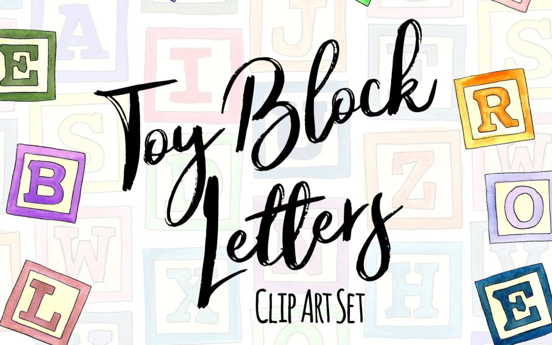 Toy Block Letters Watercolor ClipArt by AffordableClipArt