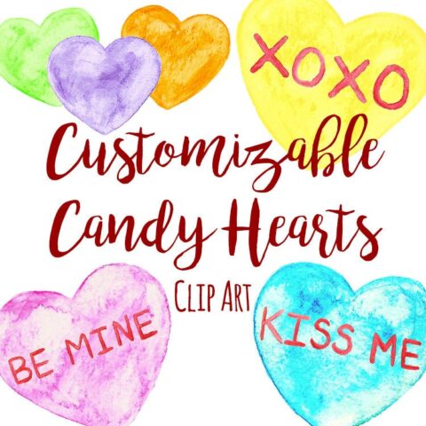 Watercolor Valentine’s Day Customizable Candy Conversation Heart