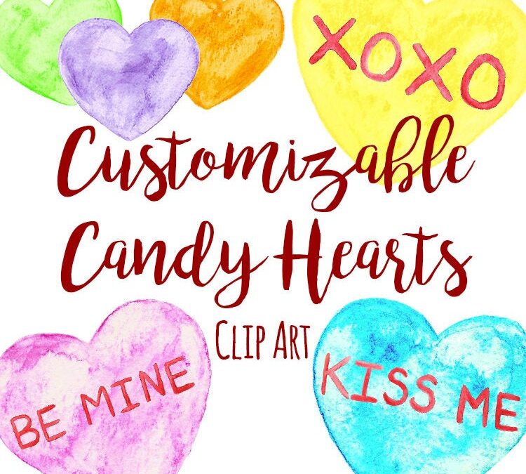 Watercolor Valentine’s Day Customizable Candy Conversation Heart