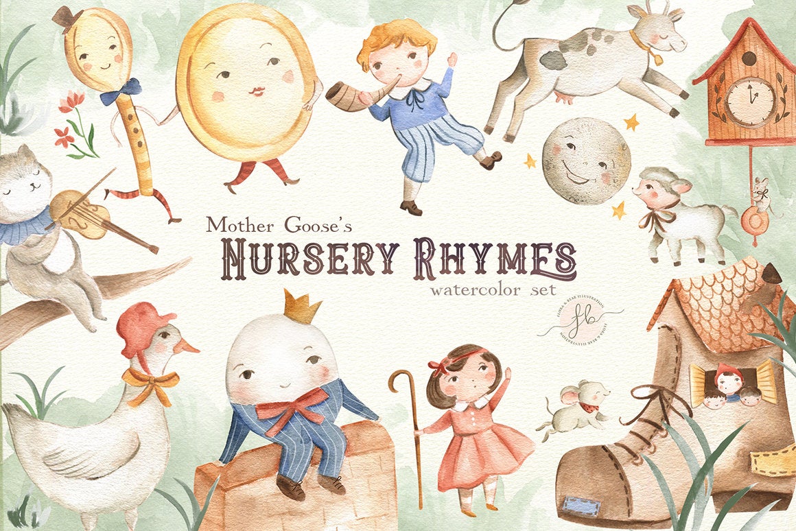 Mother Goose Nursery Rhymes ClipArt by FloraAndBear