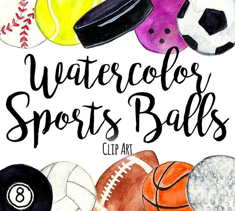 Watercolor Sports Balls Equipment Clip Art by AffordableClipArt