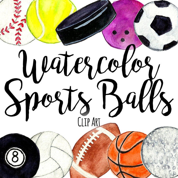 Watercolor Sports Balls ClipArt by AffordableClipArt