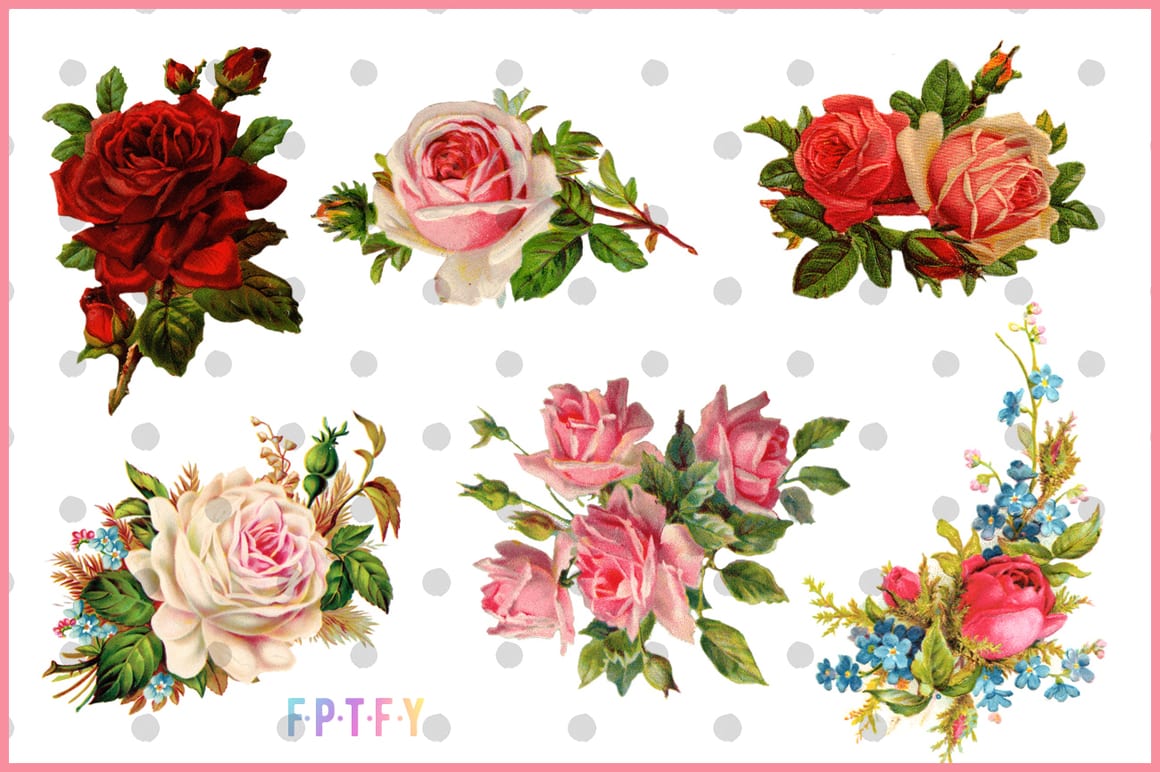 vintage rose clip art arrangement