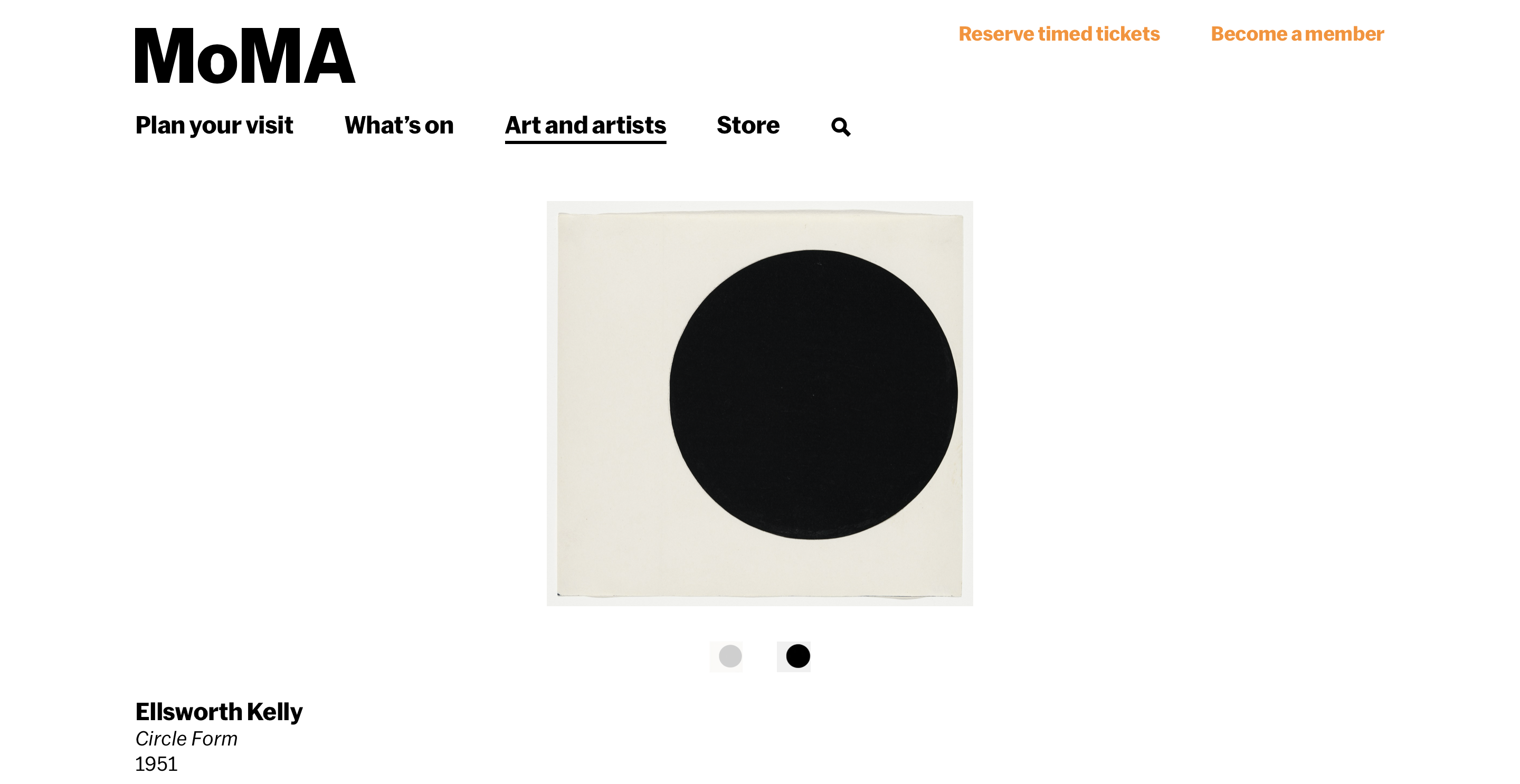 Ellsworth Kelly Circle Form 1951 MOMA screenshot