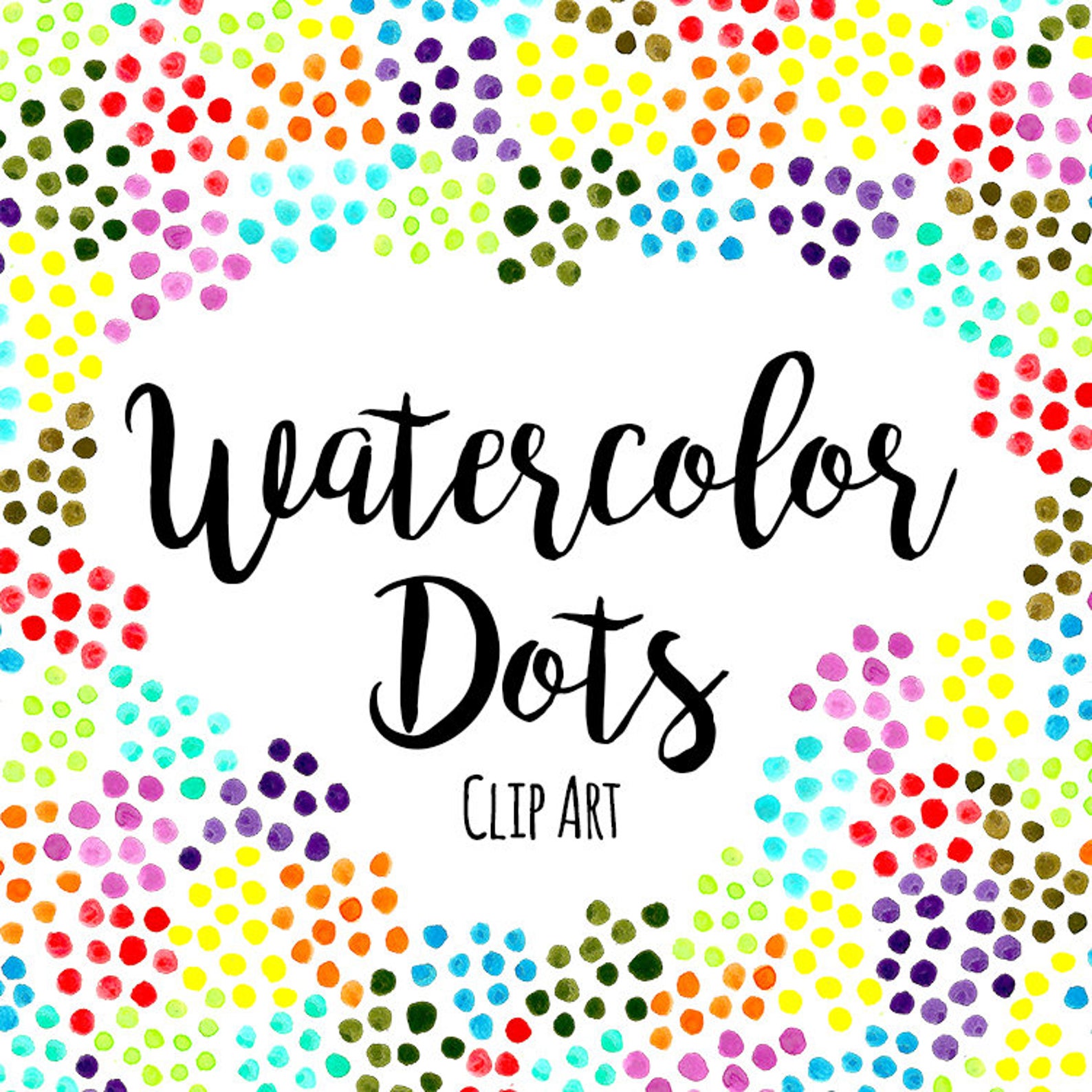 watercolor dots affordable clip art etsy