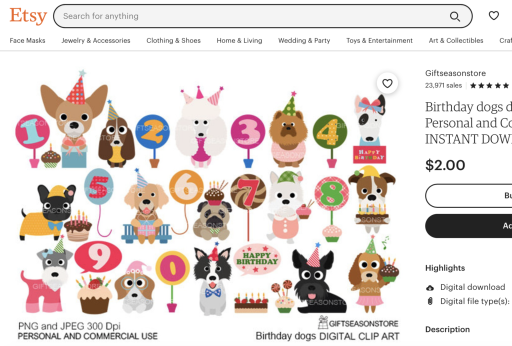 birthday party dogs clip art on etsy