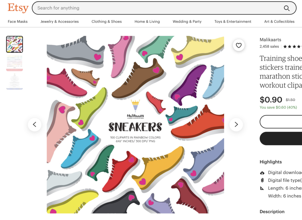 sneakers clip art on etsy