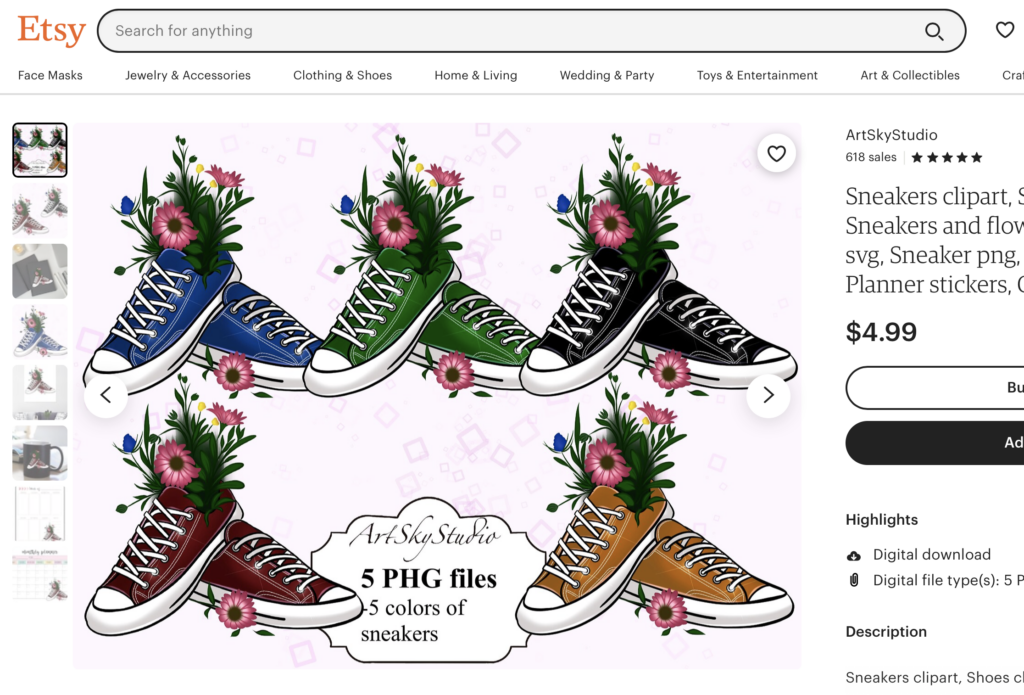 flowers in sneakers clip art on etsy