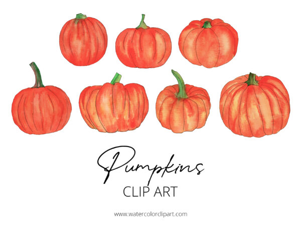 Watercolor Halloween Pumpkin Clip Art