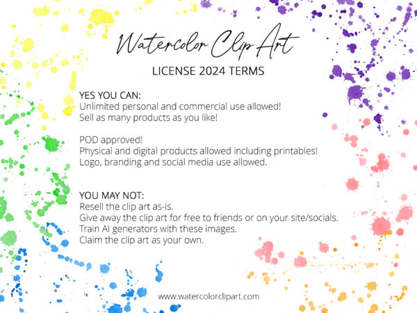 watercolor clip art license 2024