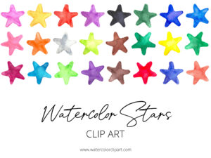 watercolor rainbow stars clip art