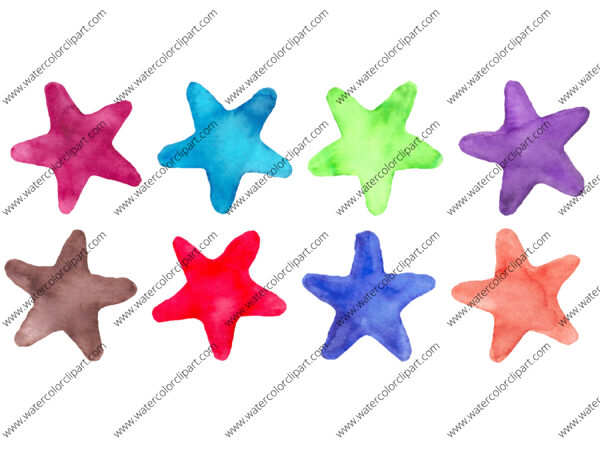 watercolor rainbow stars clip art